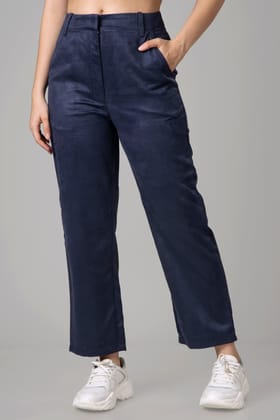 Call Me Paris Blue Suede Trouser For Women-XXS / Navy Blue / BT00031-F-PLSW015-1.5-NIL-NIL-NIL-NIL-THB01-NIL-ZPL06-BT021-1-NIL-NIL
