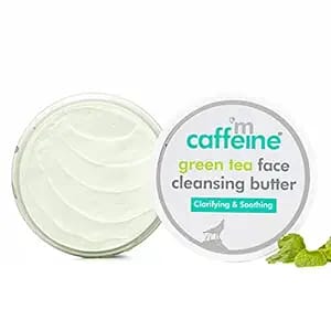mCaffeine Green Tea Face Cleansing Butter with Shea Butter & Vitamin E| Moisturizing Face Cleanser and Makeup Remover| Cleansing Balm for Waterproof Makeup | Gentle on skin | For All Skin Types - 100g