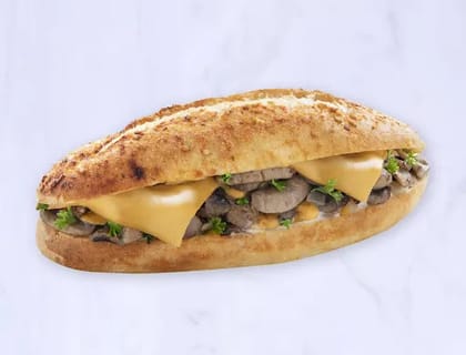 Mushroom Cheese Melt Baguette Sandwich