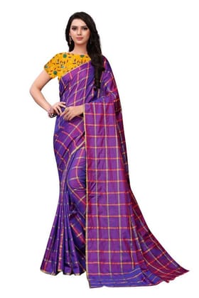Purple Colored Casual Embroidered Panetar Silk Saree
