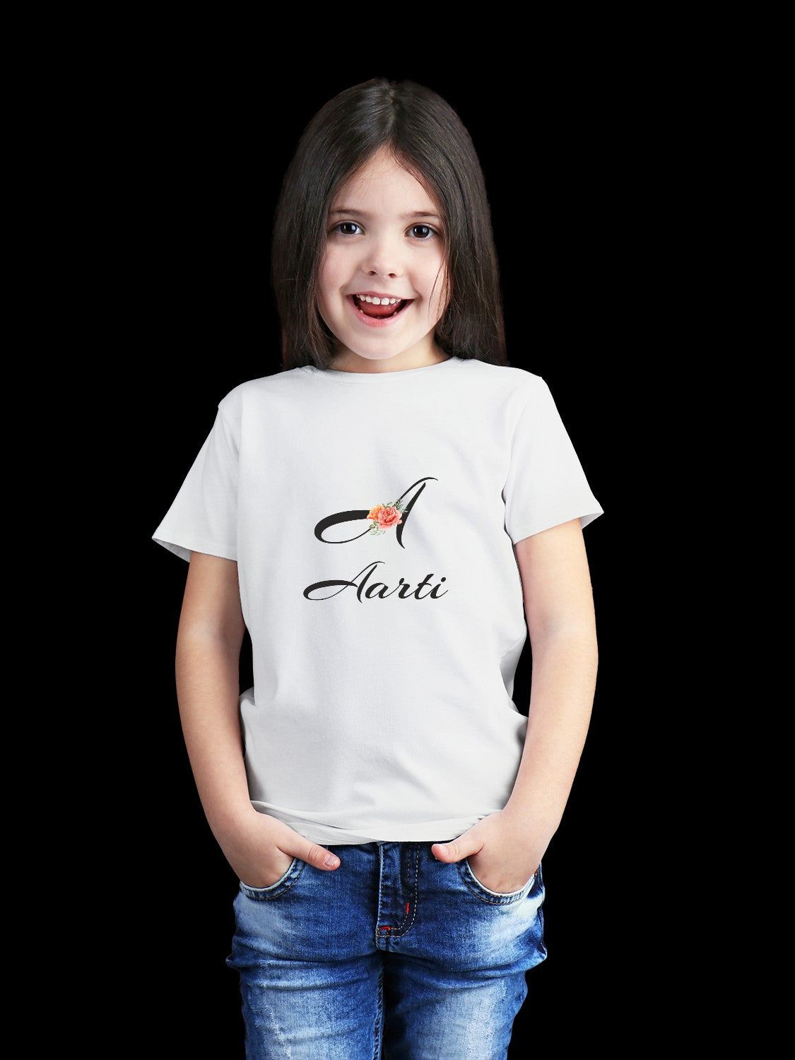 Girl's Name Letter with Name on T-shirt-White / 1-2 Year