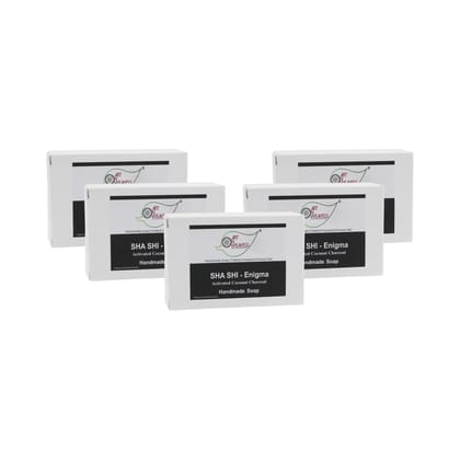 Artnweavess SHA SHI Activated Coconut Charcoal ENIGMA Handmade Soap NT, 100 gm - Pack of 5