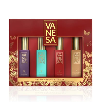FB Vanesa Divine Perfume Gift Set, Babe, Caper, Scarlet, Oud Arabica Luxury Travel Sized Pack - 4x20 ML Eau de Parfum - 80 ml (For Women)