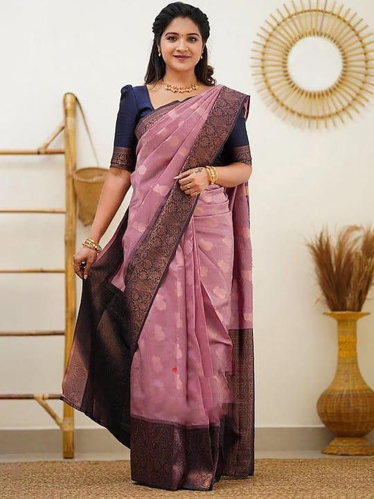 Ethnic Motifs Woven Design Zari Banarasi Saree