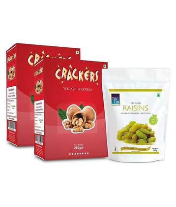 GO Kashmiri Brown Quarter Walnuts(Akhrot giri) 500g (250gm x 2) + Free Premium Raisins(Sogi) 100g