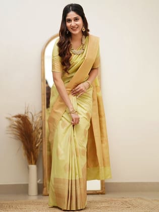 Ethnic Motifs Woven Design Zari Banarasi Saree