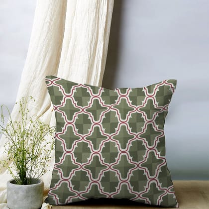 Urban Weave Geometric Grass Green Cushion Covers - (DS545A)-16"x16" / Set Of 2 / Velvet