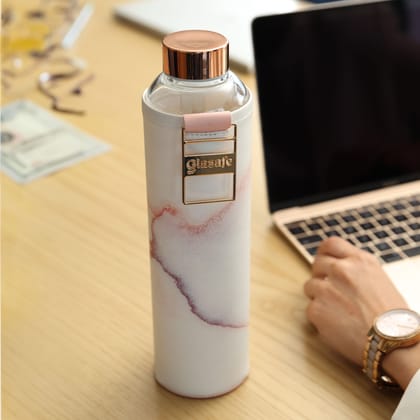 Glasafe-Vego Sip Borosilicate Glass Bottle with Vegan Sleeve 750ml (Coral Peach)