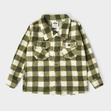 Misty Knitted Green Sherpa Shacket-3-4 Y / Green
