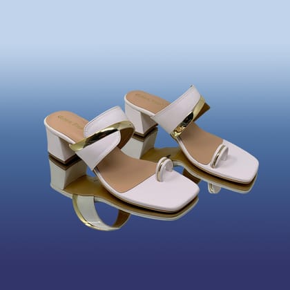Sleek White Open-toe Heels-White / 39