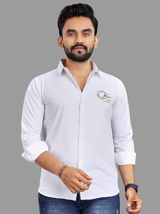 Relaxed Spread Collar Casual Shirt