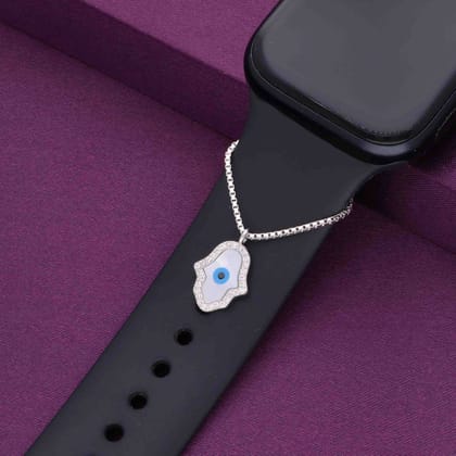 HAMSA ZIRCON WATCH CHARM-White Stone / Silver