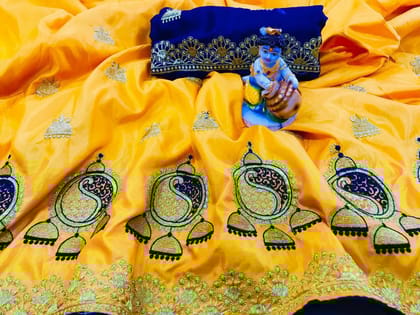 Lightful Lemon color Sana Silk Embroidered Sari MS-2 LEMON
