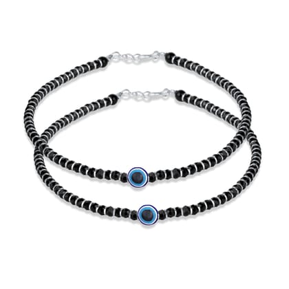Diva Evil Eye Silver Nazariya Anklets for Women