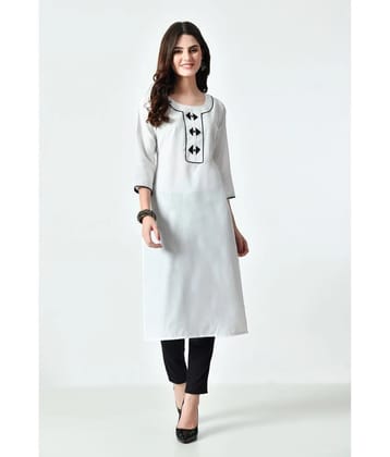 MAURYA Cotton Blend Solid Straight Womens Kurti - White ( Pack of 1 ) - None