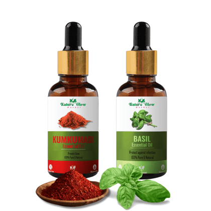 Nature Glow Herbal Kumkumadi +Basil Essential Oil |Natural and Organic| Pack of 2  (30 ml)-30ml
