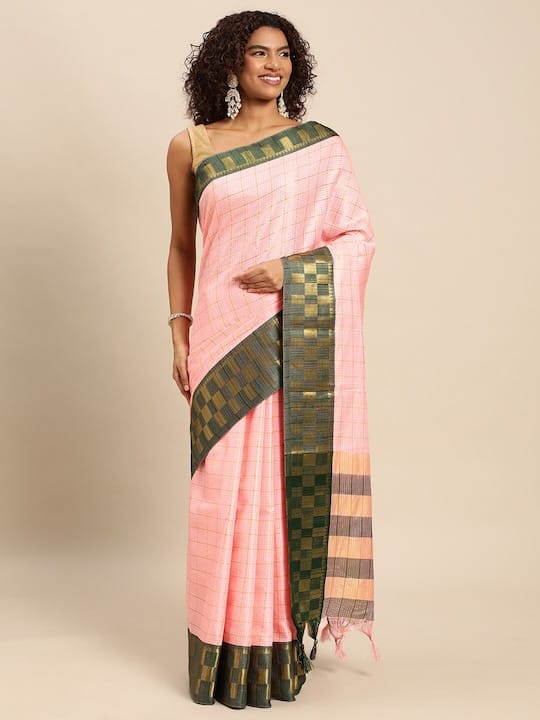 Checked Zari Saree