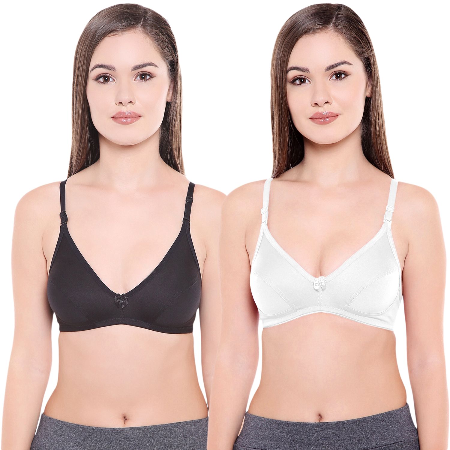 Bodycare Women Poly Cotton Full Coverage Non Padded Regular Bra Pack - 2 E1518BW
