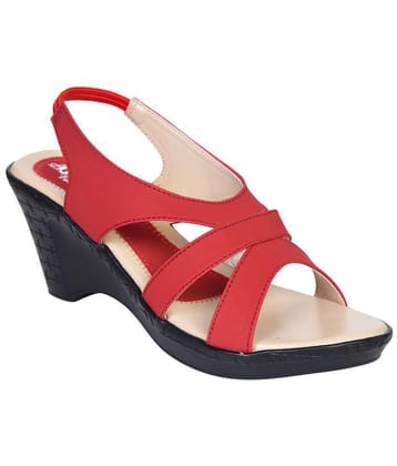 Ajanta Red Wedges Heels - None