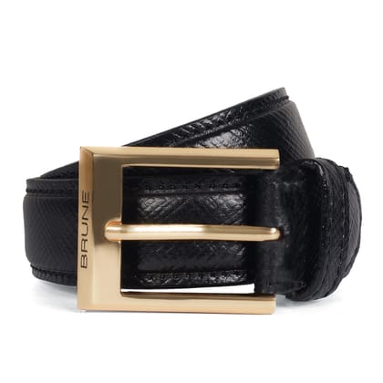 Snake Skin Textured Belt in Black Leather-32