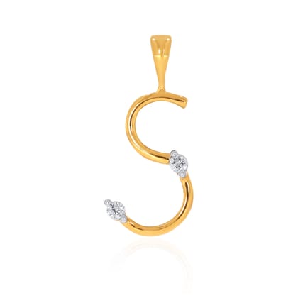 Senco Gold 18K Yellow Gold S Alphabet Diamond Pendant (Gold Wt- 1 g/Ct-0.05/HI-SI)