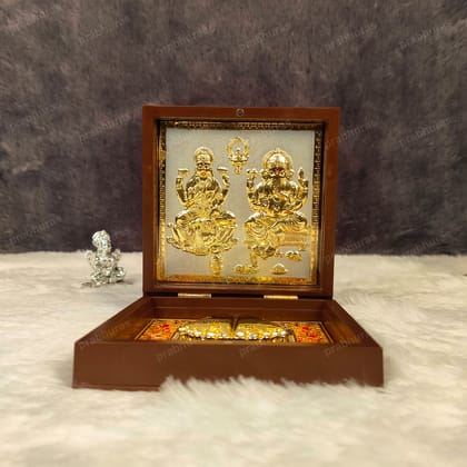Laxmi Ganesh Pocket Temple (24 Karat Gold Coated)-Medium