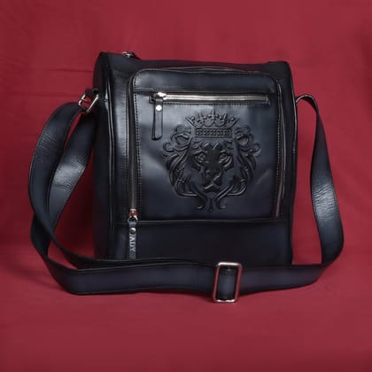 Bespoke Embossed Initial Grey Leather Cross Body Bag With Embossed Lion By Brune & Bareskin-FS