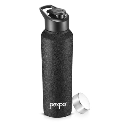 PEXPO Stainless Steel Sports/Fridge Water Bottle, 1000 ml, Black, Chromo Xtreme with Sipper & Steel Cap | Eco-Friendly & Leak-Proof Water Bottle