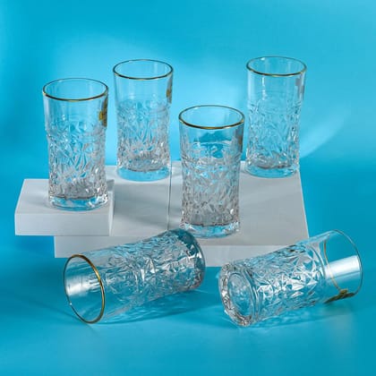 Yamasin MOROCCO WATER GLASS 290ML SET OF 6PC - With Gold Line