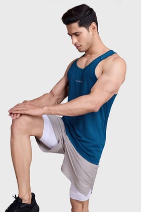 Checks Running Tank Teal-S