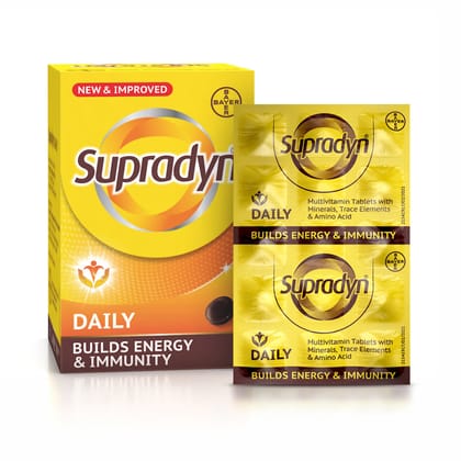 Supradyn Daily Multivitamin Tablets for Men & Women - 15 Tablets Pack of 10 x 15 Tablets