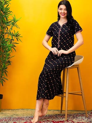 Floral Printed Pure Cotton Maternity Maxi Nightdress