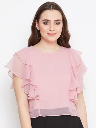 Blue Ruffles Tiered Top