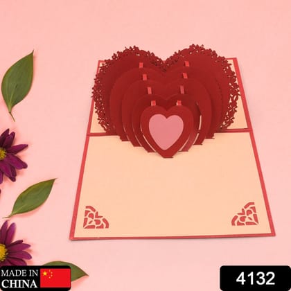 3D Paper Wish Card High Quality Paper Card All Design Card Good Wishing Card (3D Love Heart Card), 1 Pc (4132)