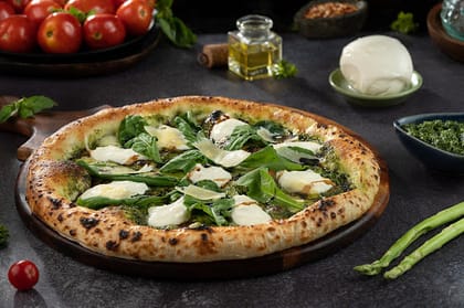 Naples - Asparagus, Burrata & Rocket Pizza __ 4 Slice
