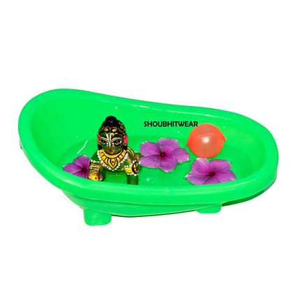 kanha ji bathtub-green / plastic / free size 0to6 number