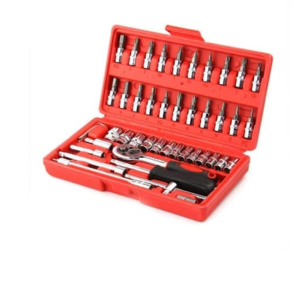 422 Socket 1/4 Inch Combination Repair Tool Kit (Red, 46 pcs)