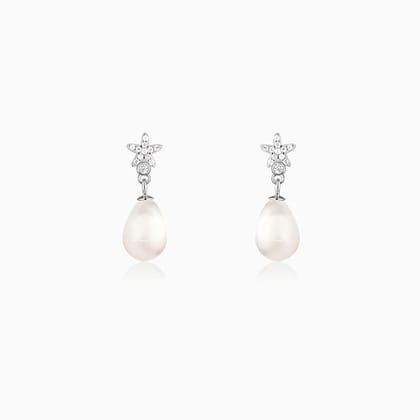 Silver Starry Pearl Earrings