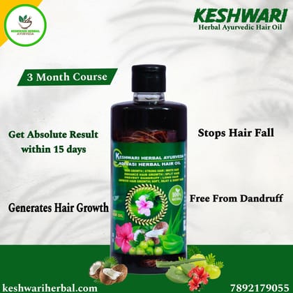 🔻500ML Adivasi Keshwari Pure Ayurveda hair oil( Long hair Growth hair and white hair 4 Month corse package )