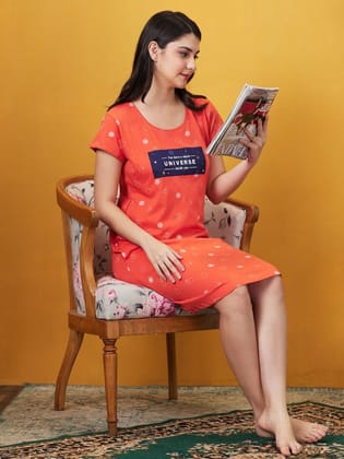 Geometric Printed Pure Cotton T-shirt Nightdress