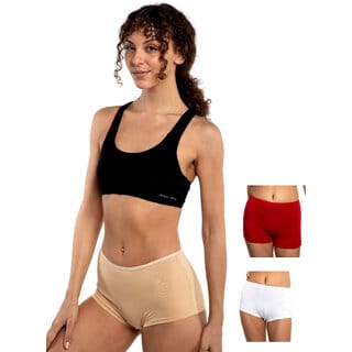 AshleyandAlvis Micro Modal, Anti Bacterial, Skinny Soft, Premium Boyshorts Women Boy Short White, Beige, Red Panty  (Pack Of 3)