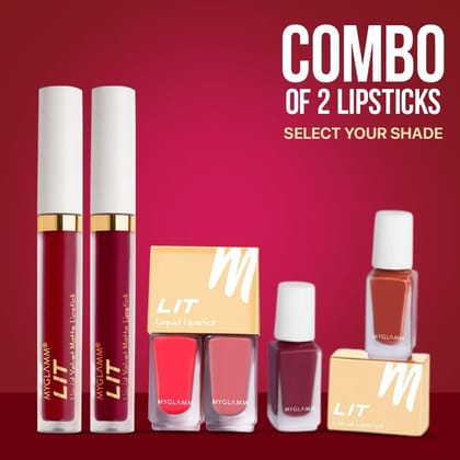 LIT 2 in 1 Liquid Matte Lipstick + Velvet Matte Lipstick Exclusive Combo