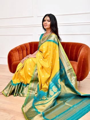 Ethnic Motifs Woven Design Zari Banarasi Saree