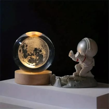 3D Crystal Ball Nightlight Decolamp Solar System Model Decor Science Astronomy Universe Cool Desk Present Space Gifts Decor,-Moon