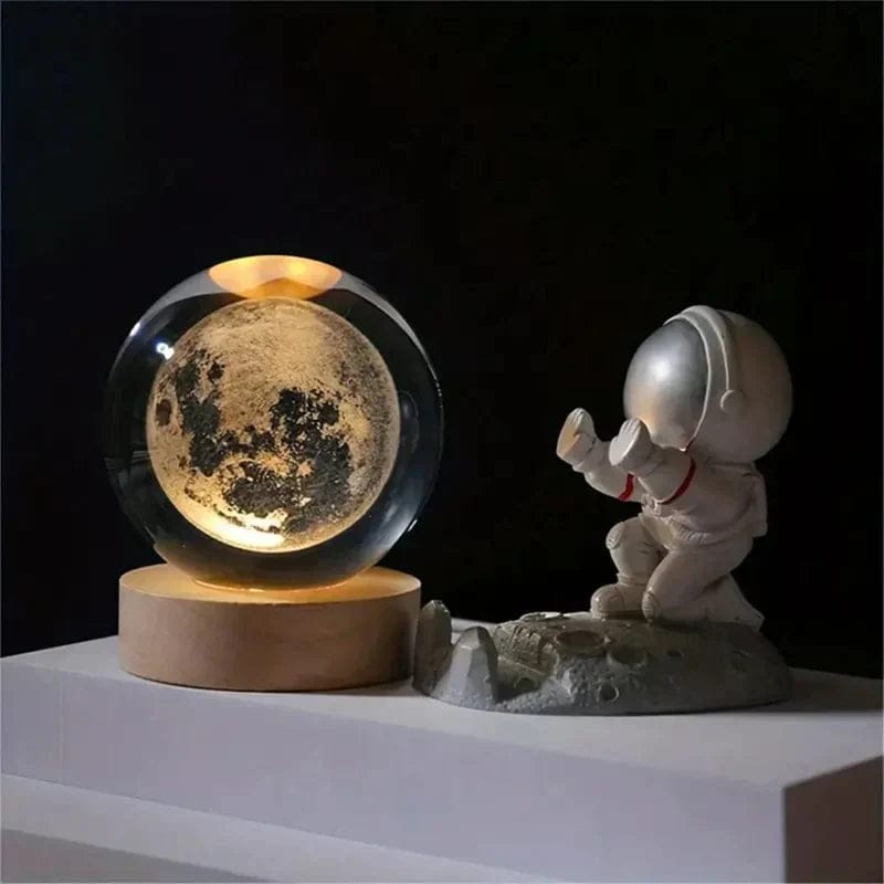 3D Crystal Ball Nightlight Decolamp Solar System Model Decor Science Astronomy Universe Cool Desk Present Space Gifts Decor,-Moon