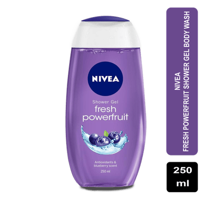 Nivea Fresh Powerfruit Shower Gel and Body Wash, 250 ml Bottle