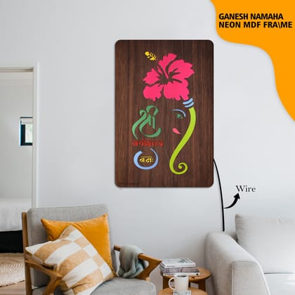 MDf Neon Ganesh ji Namaha Frame-18*24
