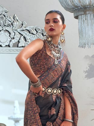 Black  Paisely  Saree