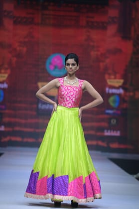 Green Tissue Lehenga for Mehendi-S