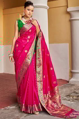 Hot Pink Soft Silk Saree